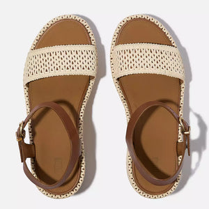 Fit Flop Platform Woven Wedge Ankle Strap Sandals | Tan