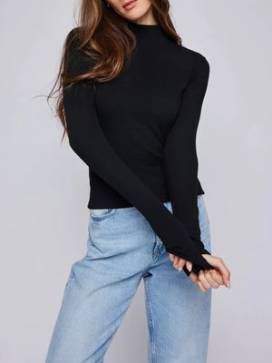 Gentle Fawn Wren Mockneck Top | Black