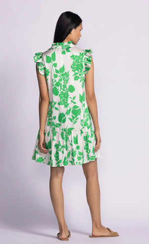 Pink Martini Dina Dress | White/Green Pattern