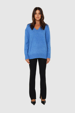 Madison The Label Rena Sweater | Grey, Blue + Pink
