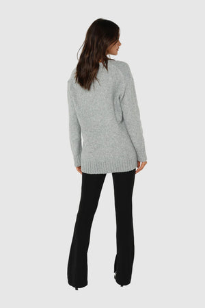 Madison The Label Rena Sweater | Grey, Blue + Pink