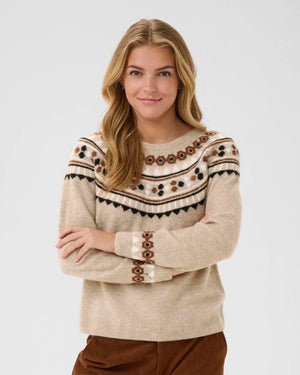 Cream Cherrie Pullover | Cobblestone Melange