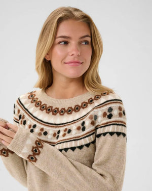 Cream Cherrie Pullover | Cobblestone Melange