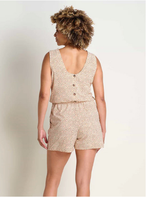 Toad & Co Sunkissed Liv Romper | Black Floral + Barley Texture