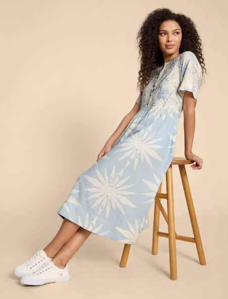 White Stuff Pip Linen Blend Midi Dress | Blue