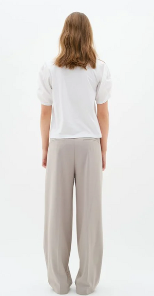 Inwear Payana Woven Trim T-Shirt | White + Dusty Blush
