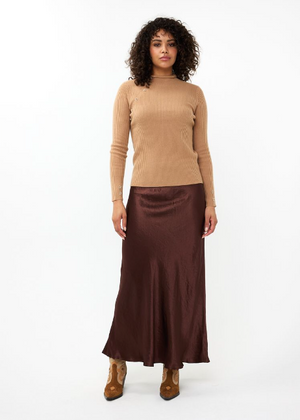 Esqualo Crushed Satin Skirt | Wine + Chocolate