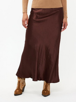 Esqualo Crushed Satin Skirt | Wine + Chocolate