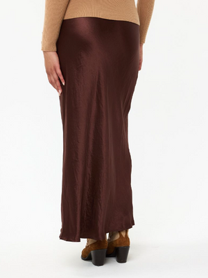 Esqualo Crushed Satin Skirt | Wine + Chocolate