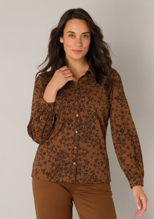 Yest Olimpia Essential Blouse | Brown/Black + Green/Black