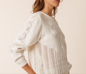 Indi & Cold Crochet Effect Sweater | White