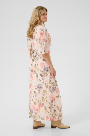 Cream Hailey Long Dress | Flower