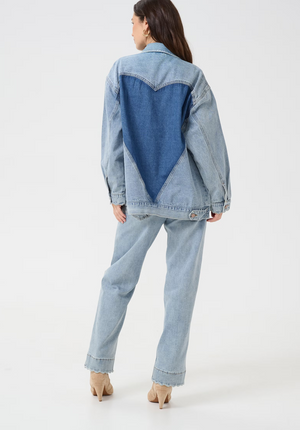 Cream Gigi Denim Jacket With Heart Back