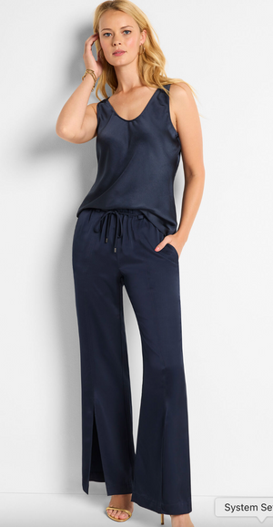 Nic & Zoe Day Gloss Woven Scoop Tank | Indigo