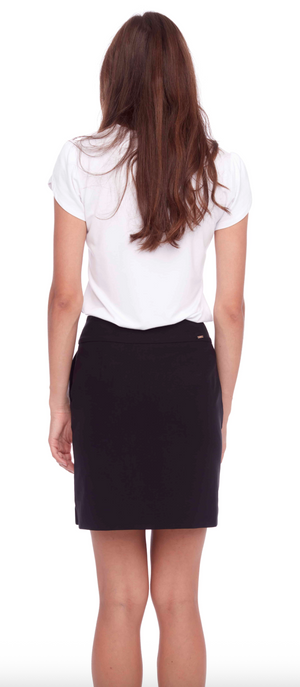 Up! Solid Techno Petal Slit Skort | Black