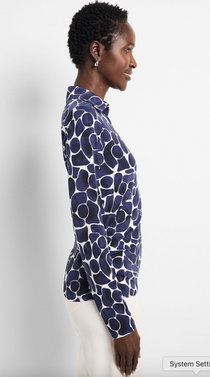 Nic & Zoe Geo Pebble Knit Wrap Top | Indigo