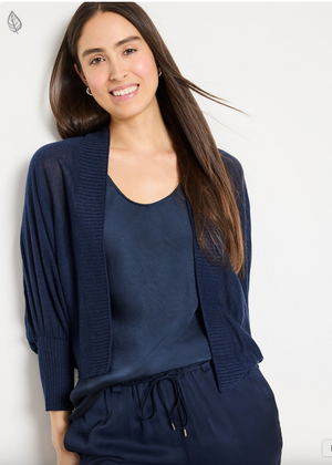 Nic & Zoe Ramie Crush Cardigan | Indigo