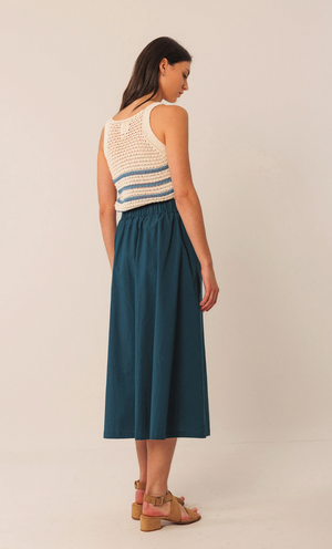 Indi & Cold Poplin Midi Skirt | Blue
