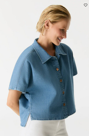 Jennifer Cropped Denim Shirt | Medium Blue