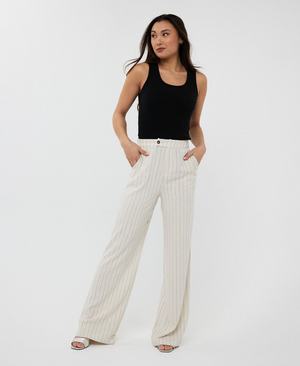 Esqualo Linen Stripe Trousers | Sand