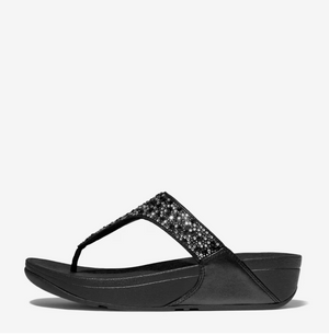 FitFlop Lulu Crystal Mix Toe Post Sandals | Black + Midnight Navy