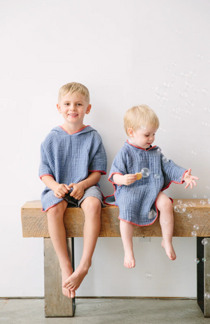 Tofino Towel The Pebble Poncho | Coral + Grey + Indigo + Seashell