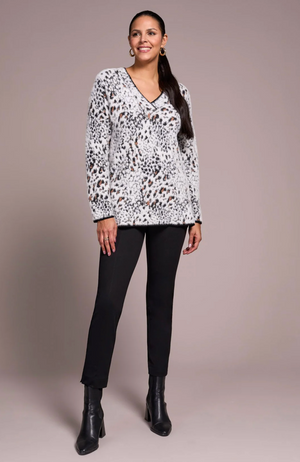 Tribal Fuzzy Animal VNeck Sweater | Moonstone