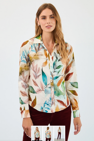 French Dressing Jeans Long Sleeve Split Neck Shirt | Miriam