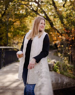 Merini Long Liner Vest | Black + Cream