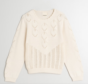 Indi & Cold Crochet Effect Sweater | White