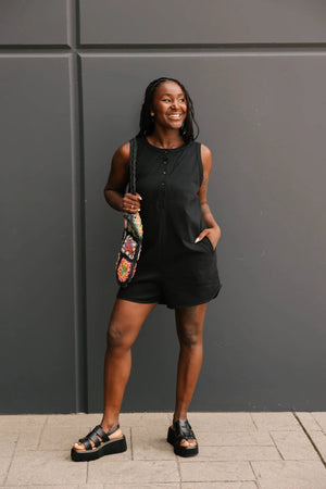 Smash & Tess Tia Shorty Romper | Black + Tiger