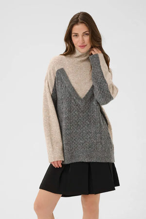Cream Myttah Pullover | Grey - Beige Melange