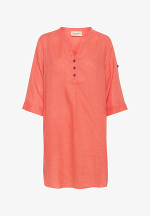 Cream Bellis Short 100% Linen Caftan Dress | Rose