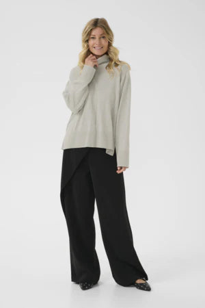 Cream Anva Rollneck Pullover | Grey Melange