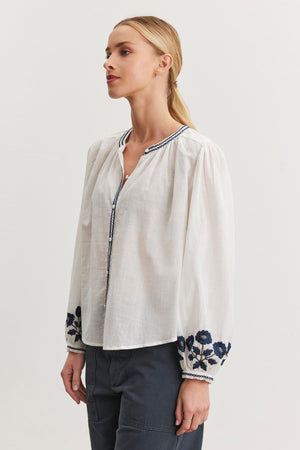 Velvet By Graham & Spencer Rahwa Embroidery Top