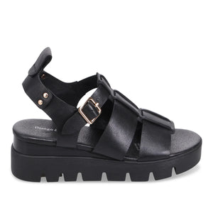Django & Juliette Relie Leather Sandals | Black