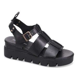 Django & Juliette Relie Leather Sandals | Black