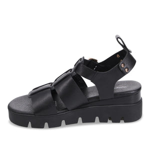 Django & Juliette Relie Leather Sandals | Black