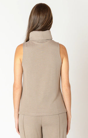 Dex Rolled Neck Top | Almond