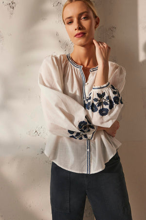 Velvet By Graham & Spencer Rahwa Embroidery Top