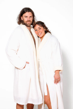 Tofino Towel Boreal Unisex Robe | White + Grey