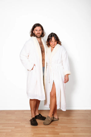 Tofino Towel Boreal Unisex Robe | White + Grey
