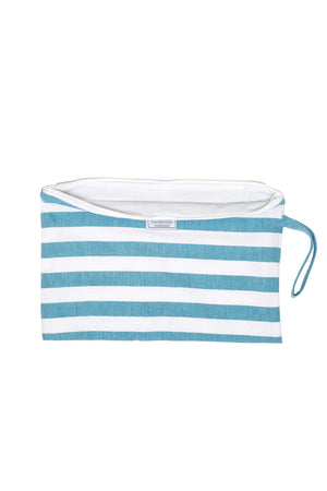 Tofino Towel The Mira Wet Dry Zip Pouch Large | Aqua + Coral