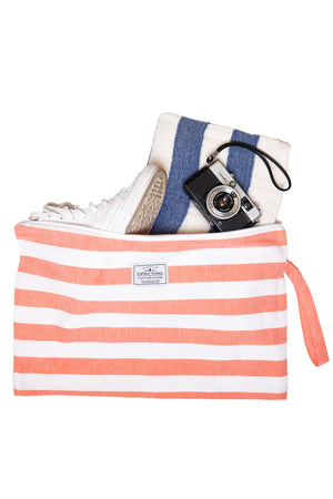 Tofino Towel The Mira Wet Dry Zip Pouch Large | Aqua + Coral