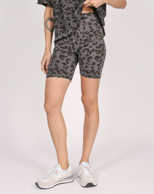 Brunette The Label Leopard Biker Shorts | Tan + Slate