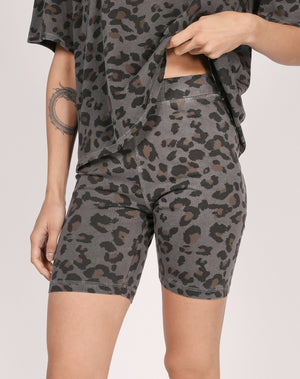 Brunette The Label Leopard Biker Shorts | Tan + Slate
