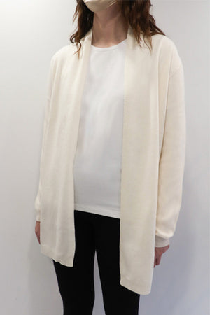 Lemonwood Rolled Collar Cashmere Cardigan (Black, White + Chalk)
