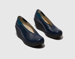 Fly London YOZA Leather Shoe | Black + Ocean