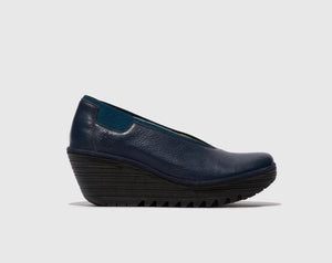 Fly London YOZA Leather Shoe | Black + Ocean