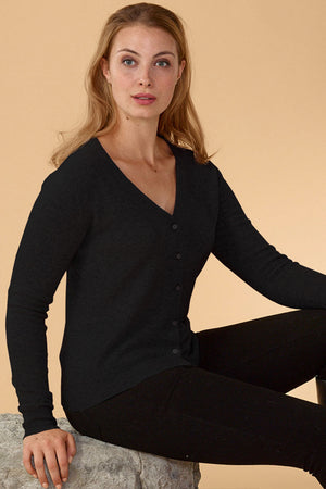 Lemonwood Millie Cashmere Button-Up Cardigan | Black, Grey, Pink + Biscotti + Chalk